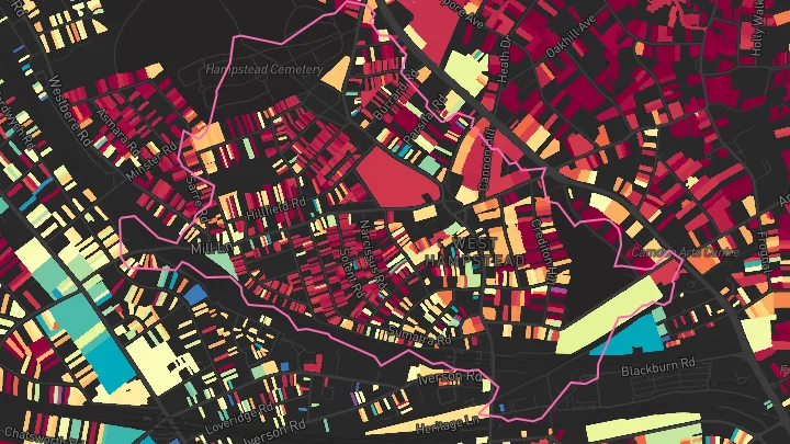 House price heatmap showing property values across West Hampstead