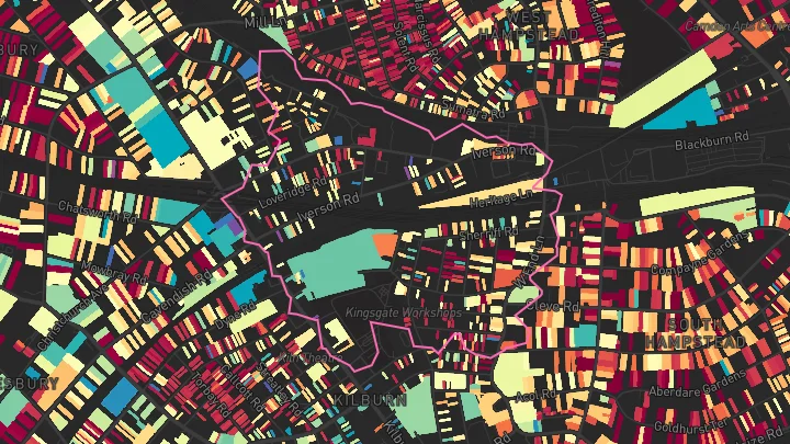 House price heatmap showing property values across West Hampstead