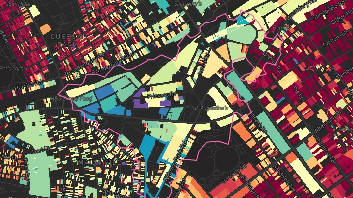 House price heatmap showing property values across Kilburn Park