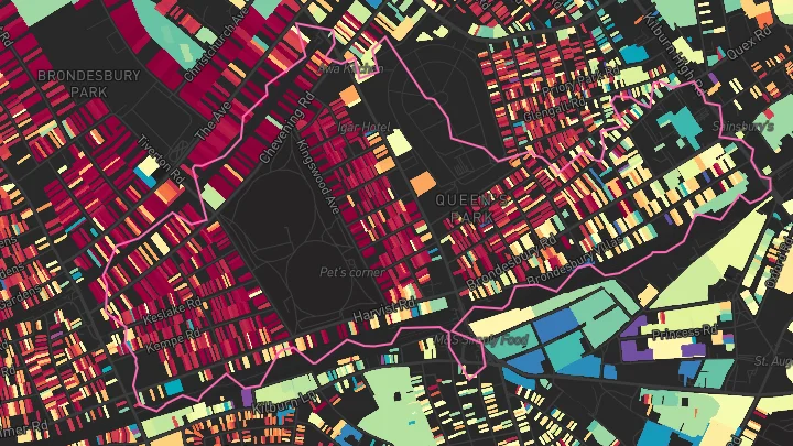 House price heatmap showing property values across Kilburn Park