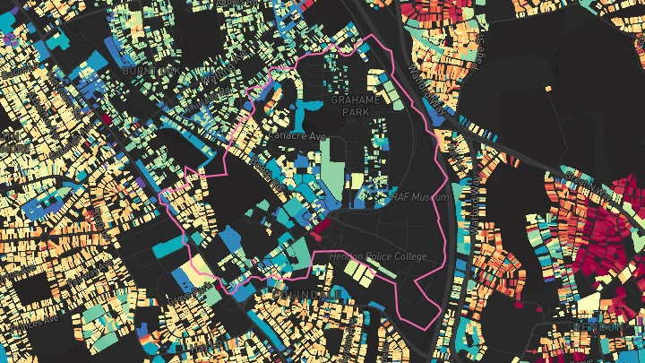 House price heatmap showing property values across Colindale