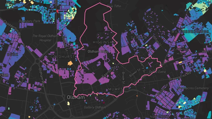 House price heatmap showing property values across Oldham