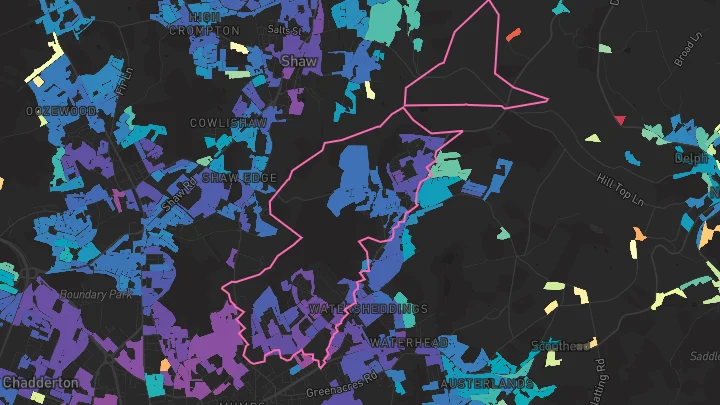 House price heatmap showing property values across Oldham
