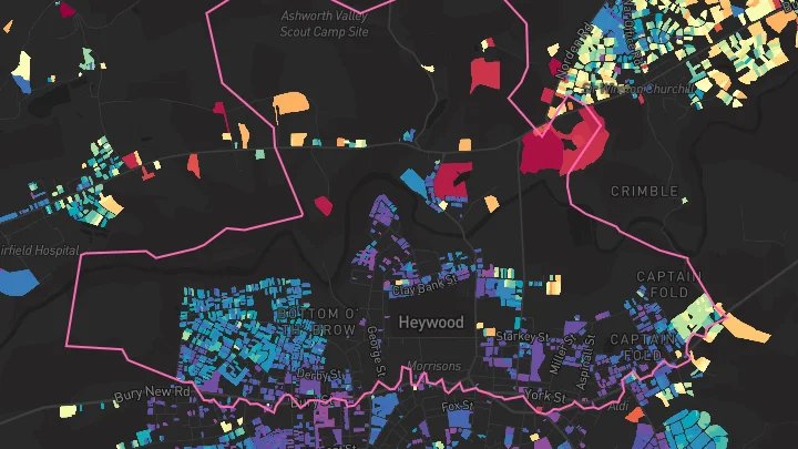 House price heatmap showing property values across Heywood