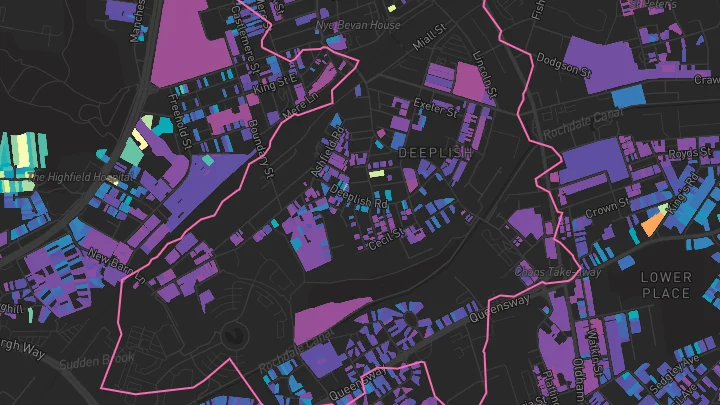 House price heatmap showing property values across Rochdale