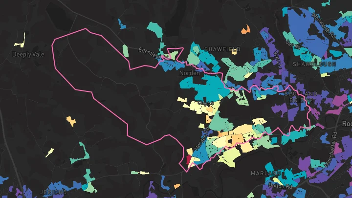 House price heatmap showing property values across Rochdale