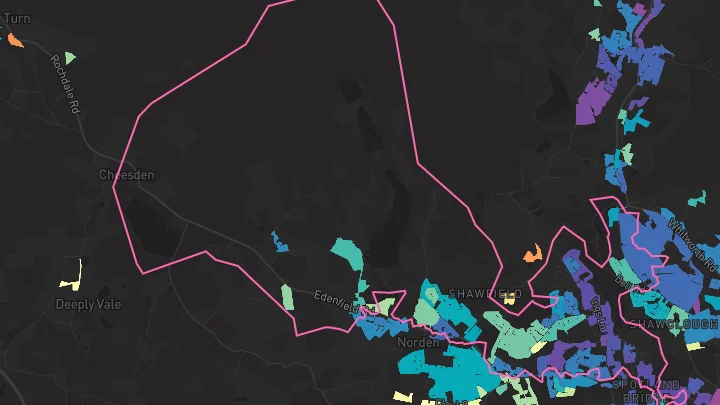 House price heatmap showing property values across Rochdale