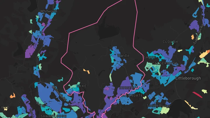 House price heatmap showing property values across Rochdale