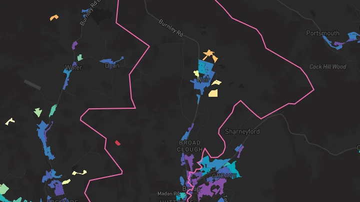 House price heatmap showing property values across Bacup