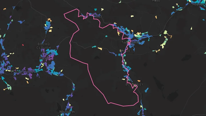 House price heatmap showing property values across Todmorden
