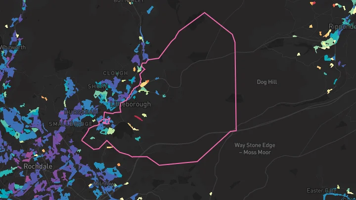 House price heatmap showing property values across Littleborough