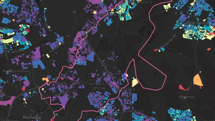 House price heatmap showing property values across Rochdale