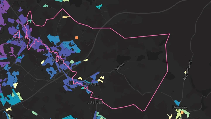 House price heatmap showing property values across Milnrow