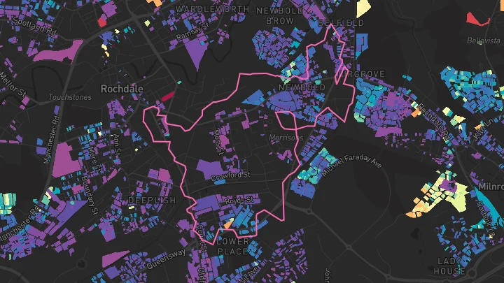 House price heatmap showing property values across Rochdale