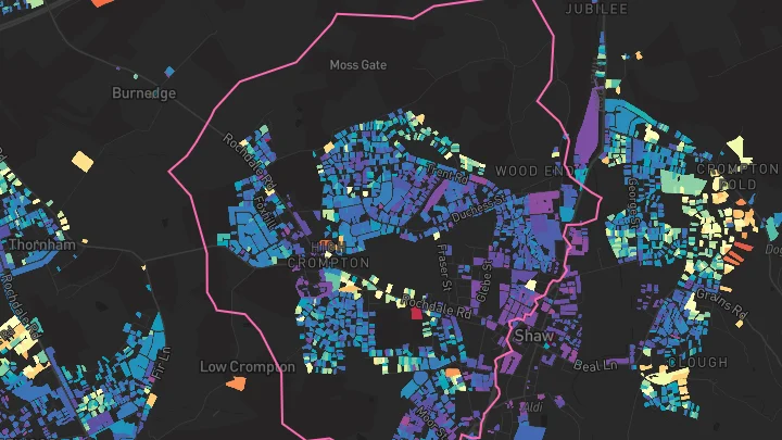 House price heatmap showing property values across Shaw
