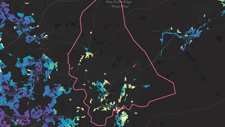 House price heatmap showing property values across Delph