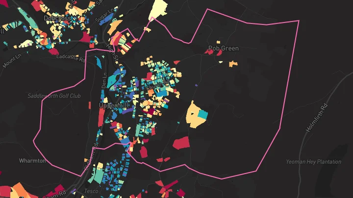 House price heatmap showing property values across Uppermill