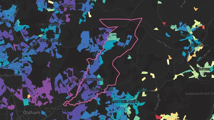 House price heatmap showing property values across Oldham