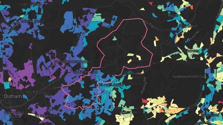 House price heatmap showing property values across Lees