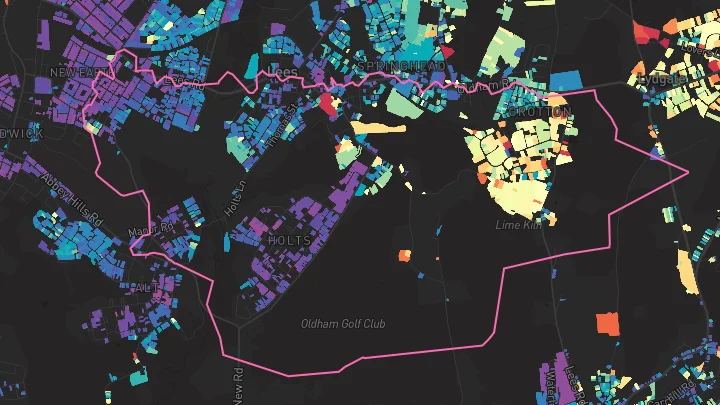 House price heatmap showing property values across Lees