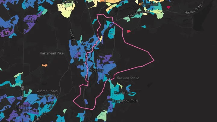 House price heatmap showing property values across Mossley