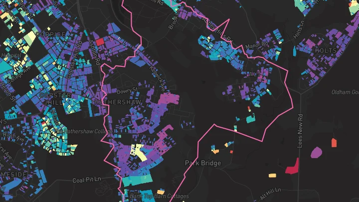 House price heatmap showing property values across Oldham