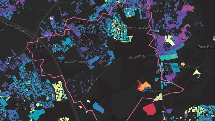 House price heatmap showing property values across Oldham