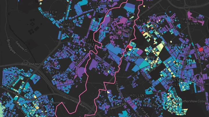 House price heatmap showing property values across Chadderton
