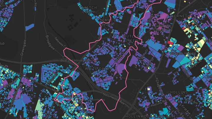 House price heatmap showing property values across Chadderton