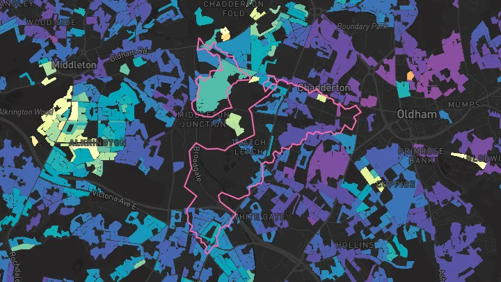House price heatmap showing property values across Chadderton