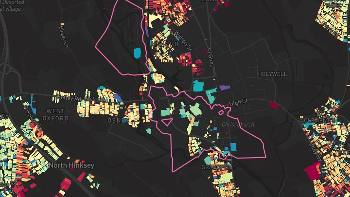House price heatmap showing property values across Oxford