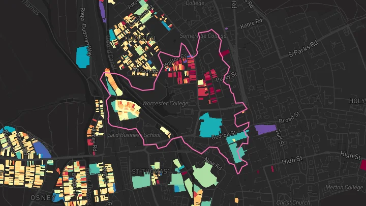 House price heatmap showing property values across Oxford