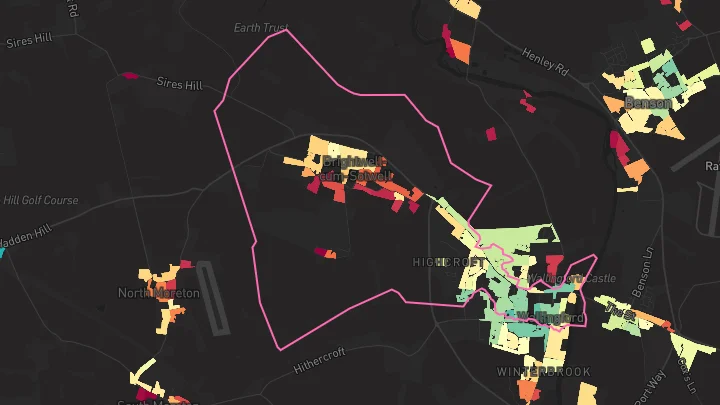 House price heatmap showing property values across Wallingford