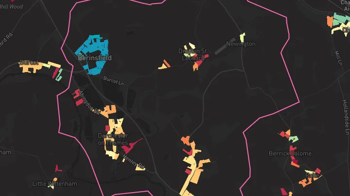 House price heatmap showing property values across Berinsfield