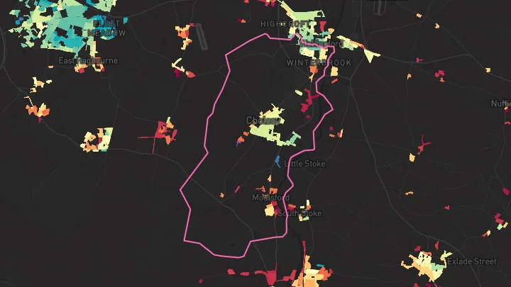 House price heatmap showing property values across Cholsey