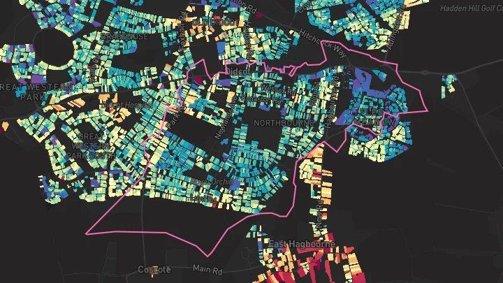 House price heatmap showing property values across Didcot