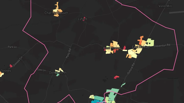 House price heatmap showing property values across Grove