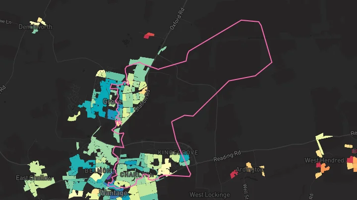 House price heatmap showing property values across Grove