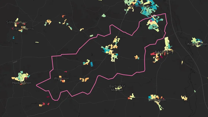 House price heatmap showing property values across Bodicote