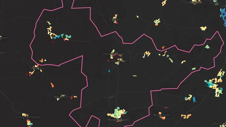 House price heatmap showing property values across Hook Norton