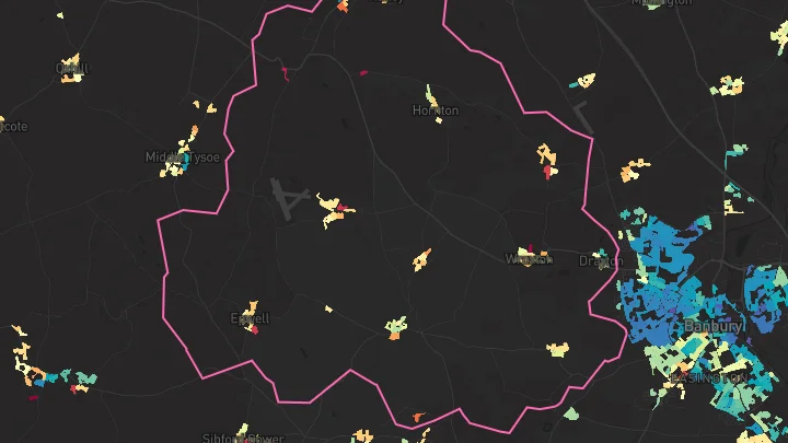 House price heatmap showing property values across Wroxton