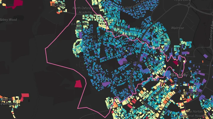 House price heatmap showing property values across Banbury