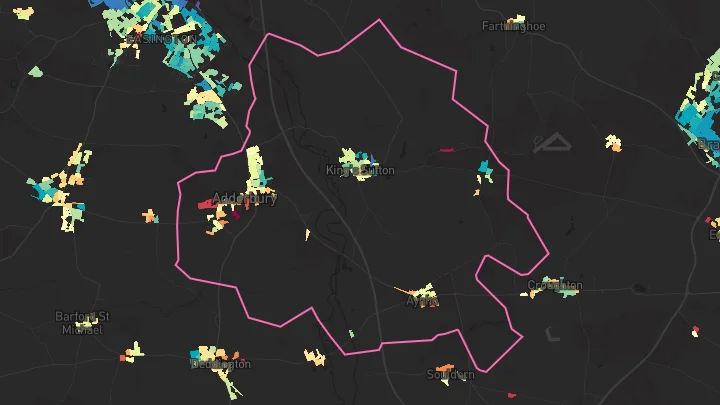 House price heatmap showing property values across Adderbury