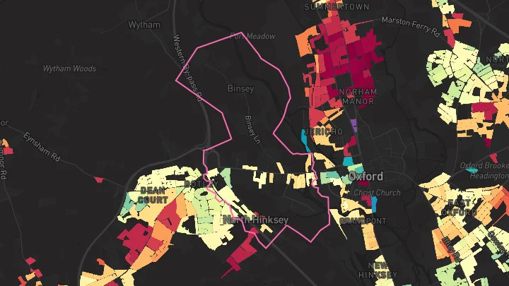 House price heatmap showing property values across Oxford