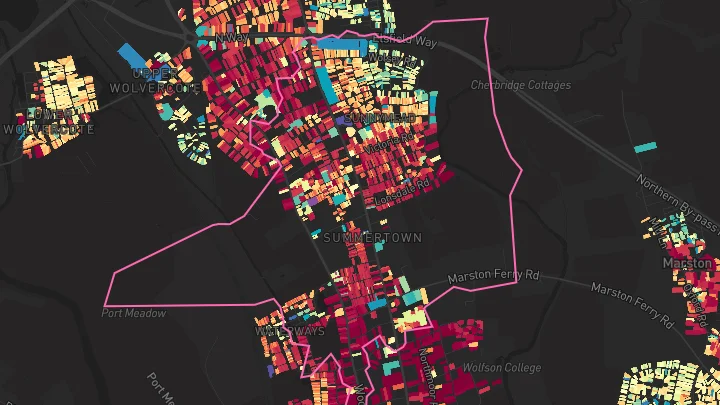 House price heatmap showing property values across Oxford