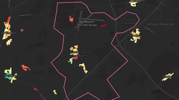 House price heatmap showing property values across Weston On The Green