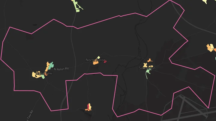 House price heatmap showing property values across Duns Tew