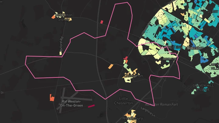House price heatmap showing property values across Chesterton