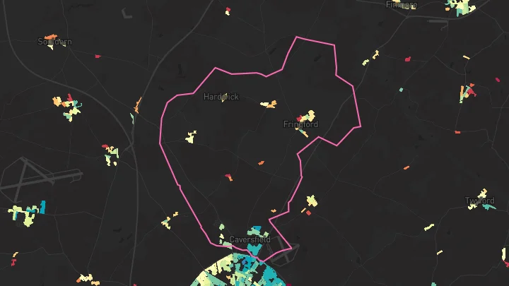 House price heatmap showing property values across Caversfield