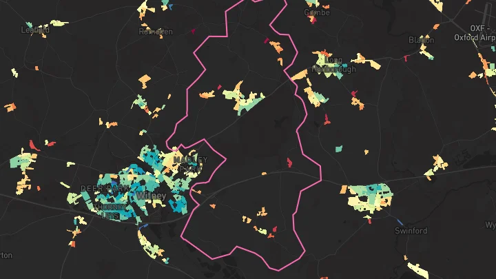 House price heatmap showing property values across North Leigh